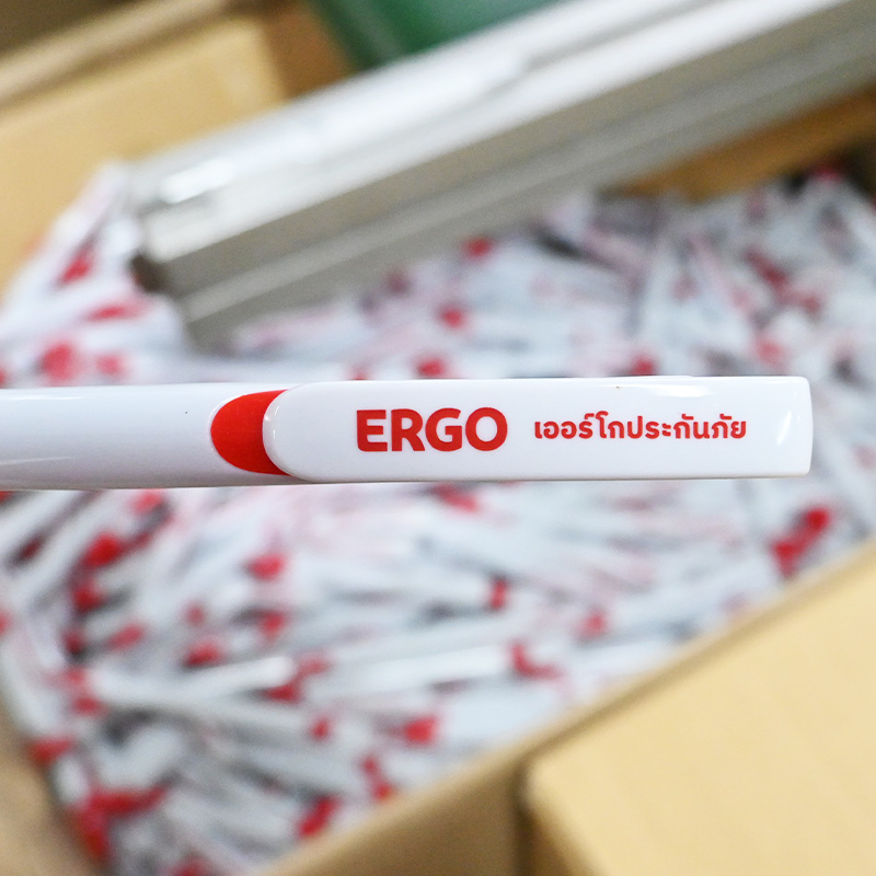 ผลงานปากกา สกรีนโลโก้ ERGO เออร์โกประกันภัย